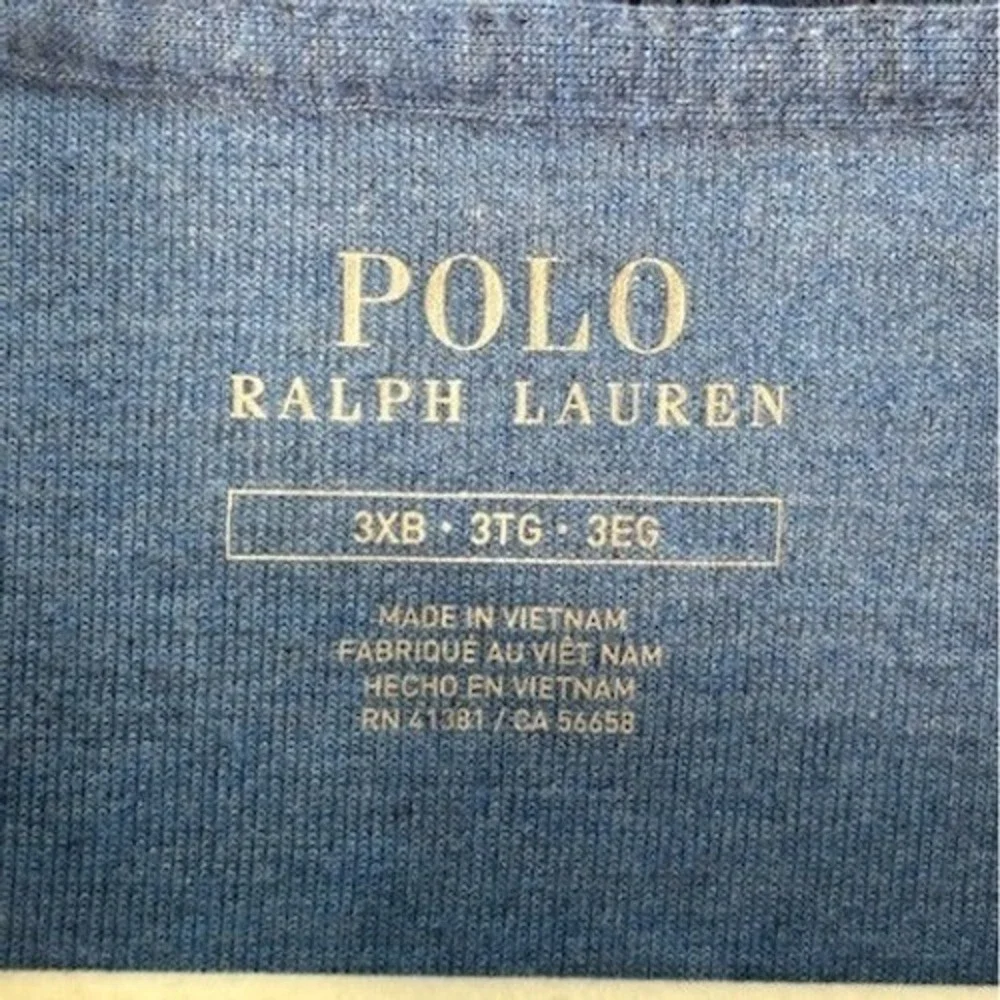 Polo Ralph Lauren Shirt Men's 3XB Blue Quarter Zip Mock‎ Neck Sweatshirt Sweater